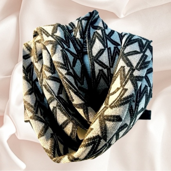Michael Michael Kors Metallic Black and White Scarf 60x9 - Picture 1 of 14